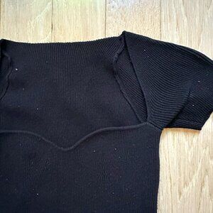Black Knit Crop Top with Flirty Neckline